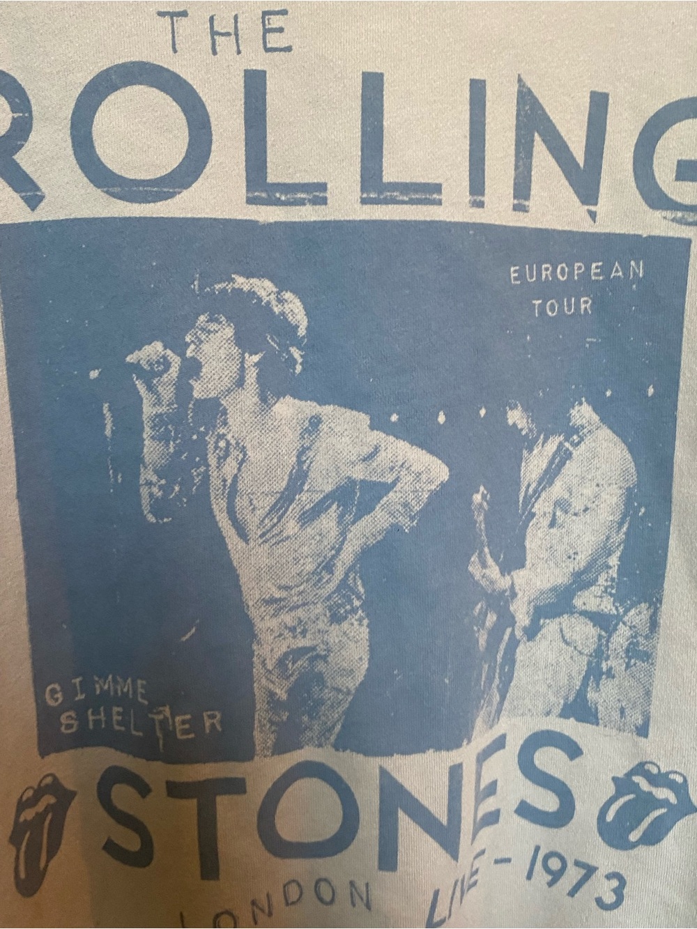 Rolling Stones Beige Oversized Crewneck Sweatshirt with Blue Band Graphic - Picture 3 of 6